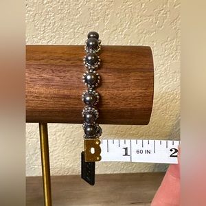 Honora black freshwater pearl and sterling silver bracelet, 7.5 inches